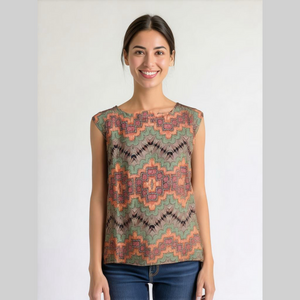 The Limited Women S Chevron Geometric Herringbone Print Blouse Top Short Sleeve